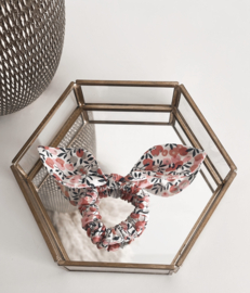 Mini scrunchie met bloemen print | Roze