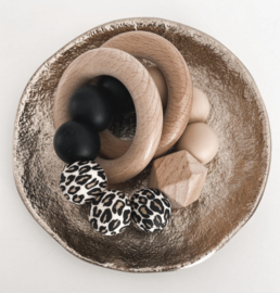 Bijtring  met leopard print | Zwart