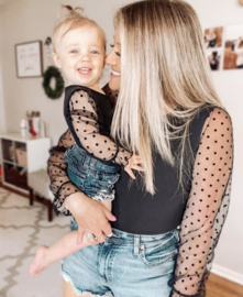 Romper met tule mouw  | Zwart