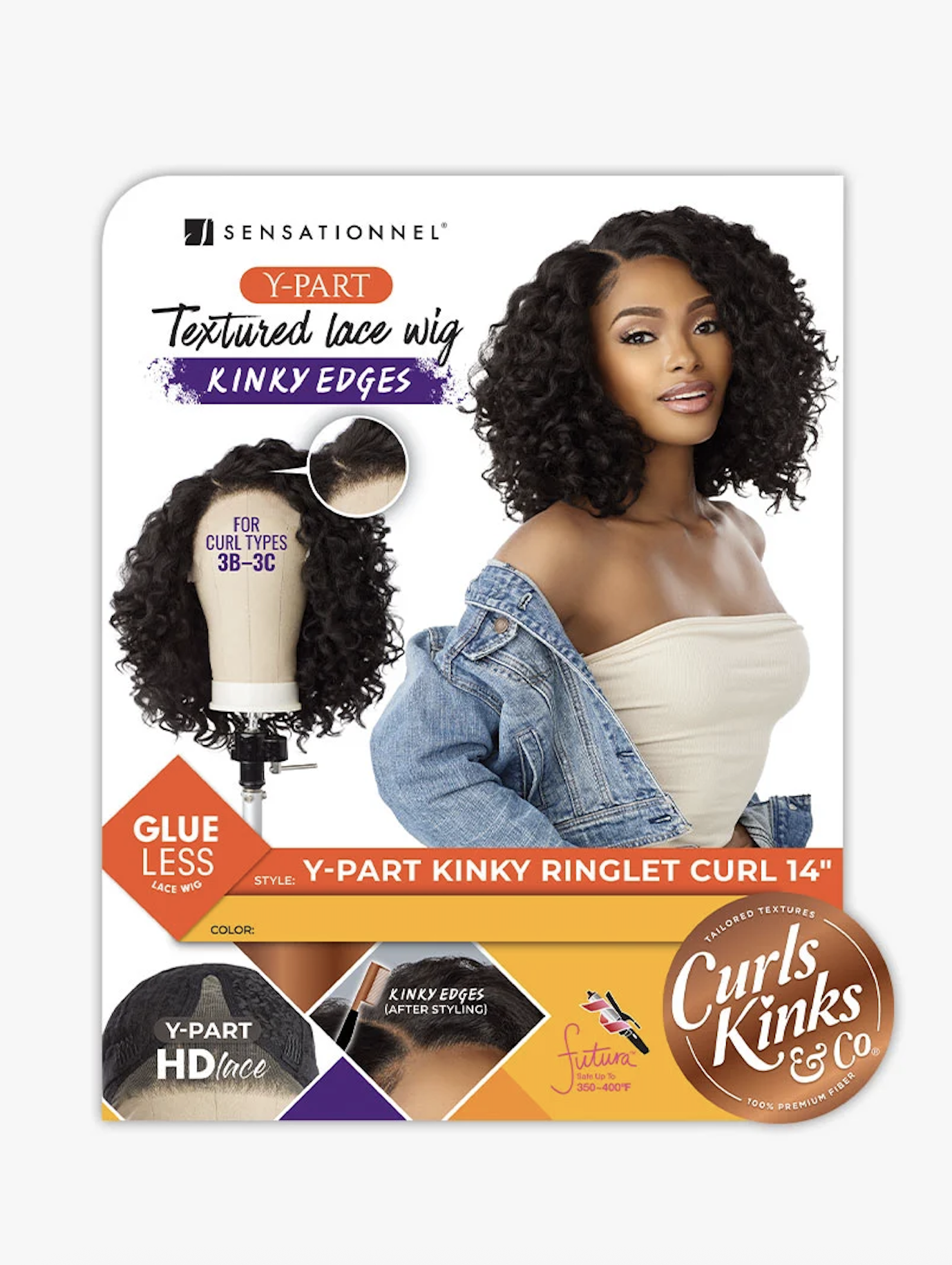 Sensationnel Kinky Edges Textured Lace Wig Y-Part Kinky - Ringlet Curl 14″ ------ #F1B/27