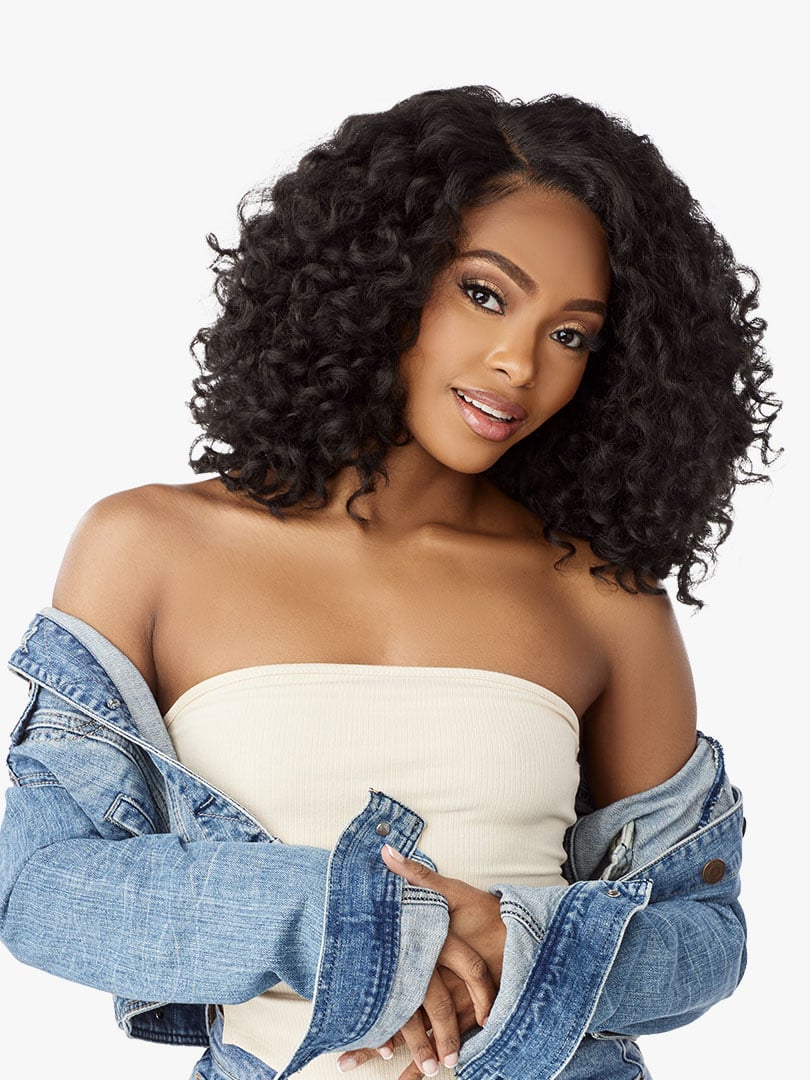 Sensationnel Kinky Edges Textured Lace Wig Y-Part Kinky - Ringlet Curl 14″ ------ #F1B/27