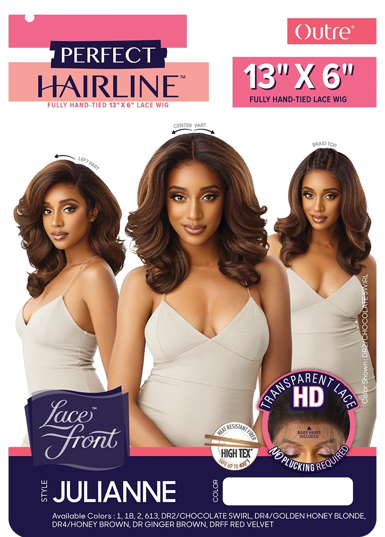 Outre Perfect Hairline HD Transparent 13×6 Lace Front Wig Julianne ------ #DR2/CHOCOLATE SWIRL