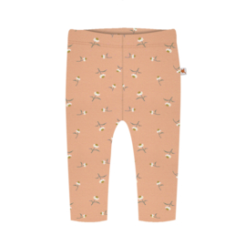 Baby legging - zalmroze met bloemen -  wafelstof
