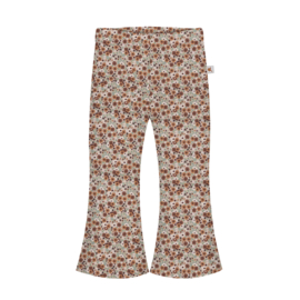 Flared broek - Bruine & beige bloemetjes