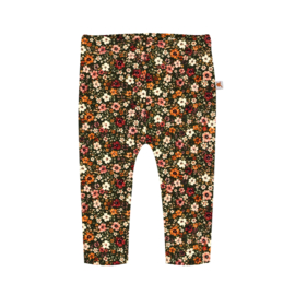 Baby legging - donkergroen met bloemen
