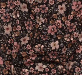 Baby broekje - Flared - donkerbruin met bloemen