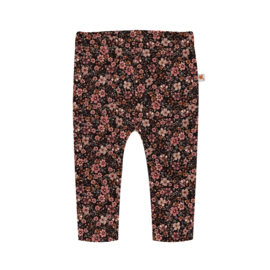 Baby legging - donkerbruin met bloemen