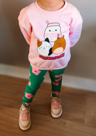 Baby legging - groen met roze bloemen
