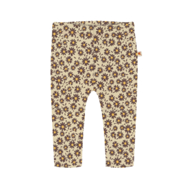 Baby legging - bruine bloemen - rib