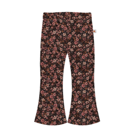 Flared - donkerbruin met bloemen