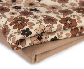 Legging - beige met bruine bloemen