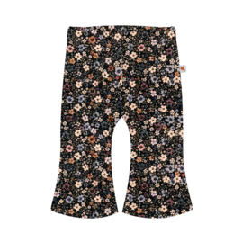 Baby broekje - Flared - donkerblauw met bloemen