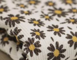 Baby broekje - Flared - bruine bloemen - rib