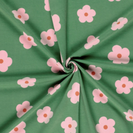 Baby legging - groen met roze bloemen