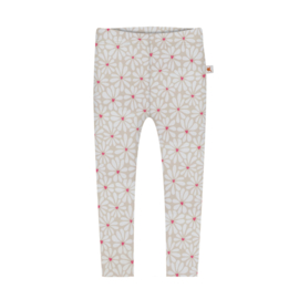 Legging - beige met bloemen - rib