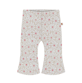 Baby broekje - Flared - beige met bloemen - rib