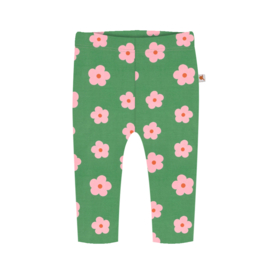 Baby legging - groen met roze bloemen