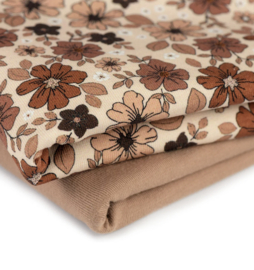 Baby broekje - Flared - beige met bruine bloemen