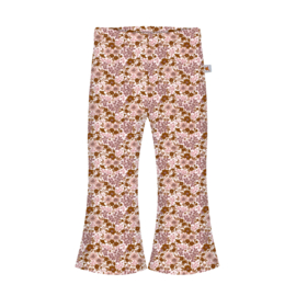 Flared broek - Bruine en paarse bloemen