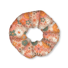 Scrunchie - Beige met bloemen