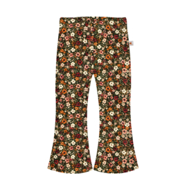 Flared - donkergroen met bloemen