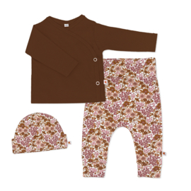 Newborn set - Bruin en paarse bloemen
