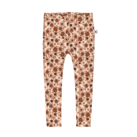 Legging - beige met bruine bloemen