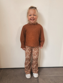 Flared broek - Bruine & beige bloemetjes