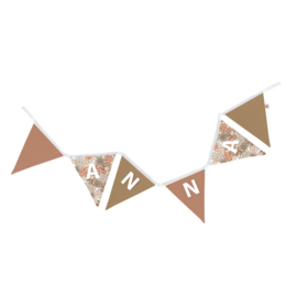 Vlaggenlijn met naam - Vintage - beige