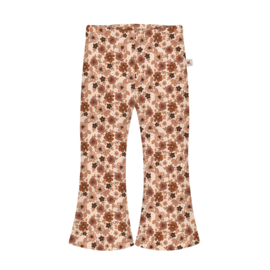 Flared - beige met bruine bloemen