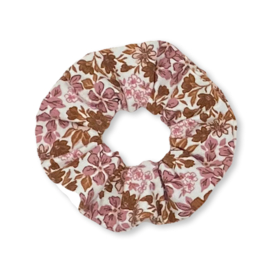 Scrunchie - Bruin en paarse bloem