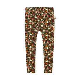Legging - donkergroen met bloemen