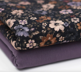 Baby broekje - Flared - donkerblauw met bloemen