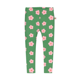 Legging - groen met roze bloemen