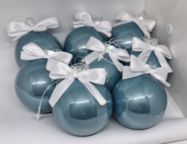 Kerstbal - glanzend blauw - 6cm