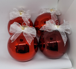 Kerstbal - glanzend rood - 8cm