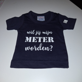 Mini T-shirt - Navy  - Wil jij mijn meter worden?