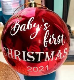 Kerstbal 14cm - baby's first christmas