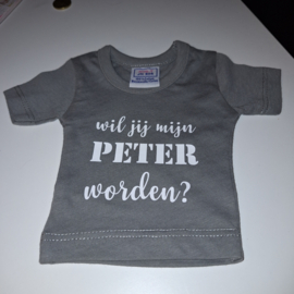 Mini Tshirt - Grijs - Wil jij mijn peter worden?