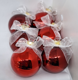 Kerstbal - glanzend rood - 6cm