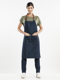 BIB APRON FORENE BLUE DENIM W70-L90 Chaud Devant 63499