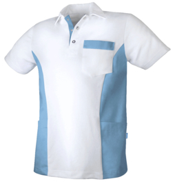 Detlef Unisex zorgpolo Teamcare by De Berkel 1075000_670_v wit/azuurblauw