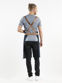 BIB APRON FORENE CROSS BLUE DENIM W75-L90 Chaud Devant 63299