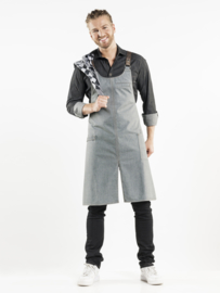 BIB APRON FORENE CROSS GREY DENIM W75-L90 Chaud Devant 63399