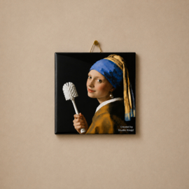 Toiletpret meisje met de wc borstel