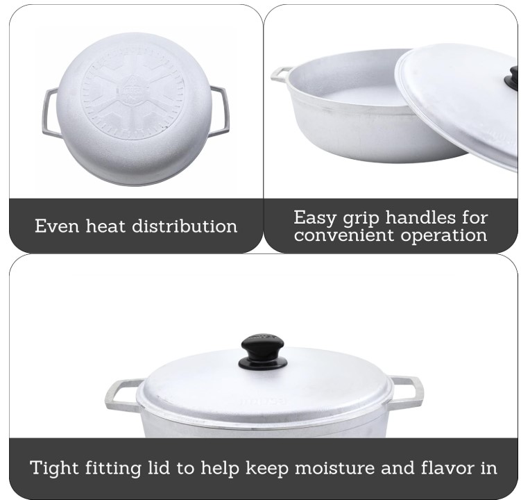 Imusa 3pc Cast Aluminum Caldero Set glazen deksel