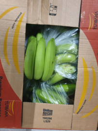 Por una caja de guineo verde [ 18 kg]