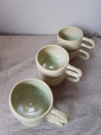 Zes kopjes met oor - beige/mint