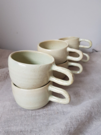 Zes kopjes met oor - beige/mint