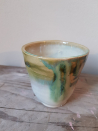 Koffie kopje - mintgroen druip wit